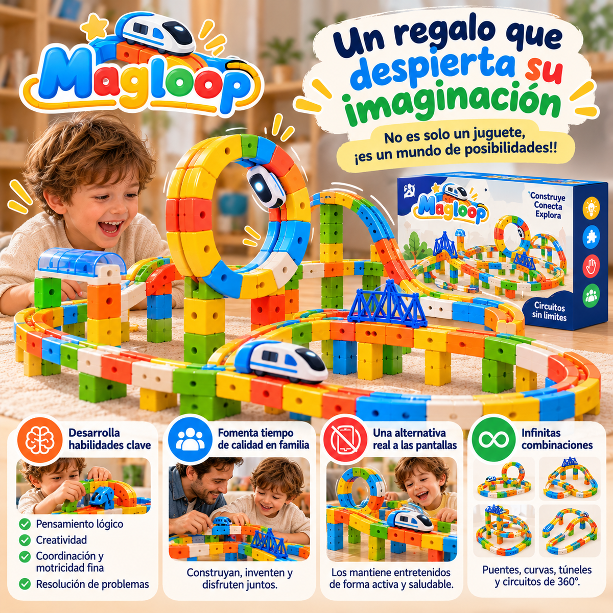 Tren magnético con rieles armables